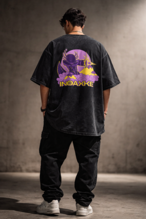 Playera Acid Wash Oversize Color Negro – 100% Algodón