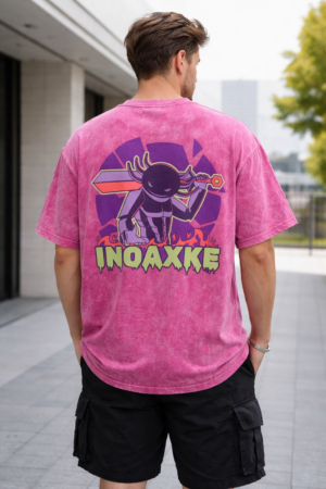 Playera Acid Wash Oversize Color Rosa – 100% Algodón